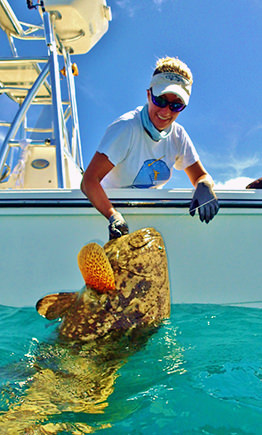 Capt. Kelly with Goliath grouper.